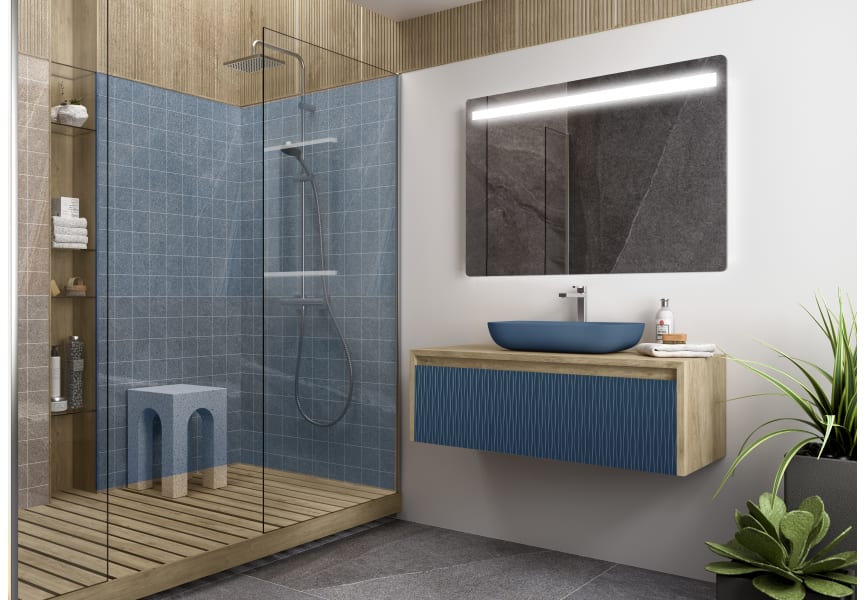 Mueble de baño Lambda con encimera de madera Coycama principal 2