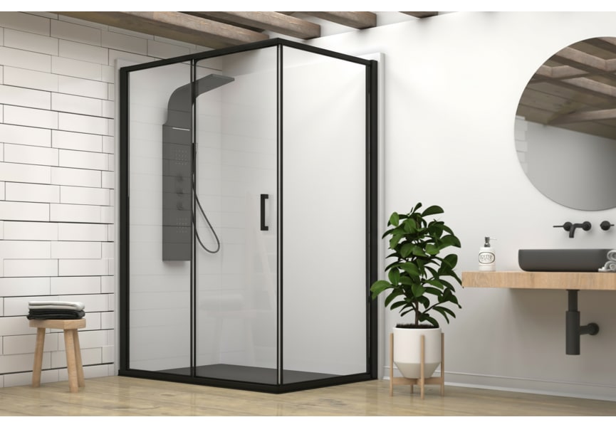 Mampara de ducha Sabik perfilería negra Bruntec principal 0