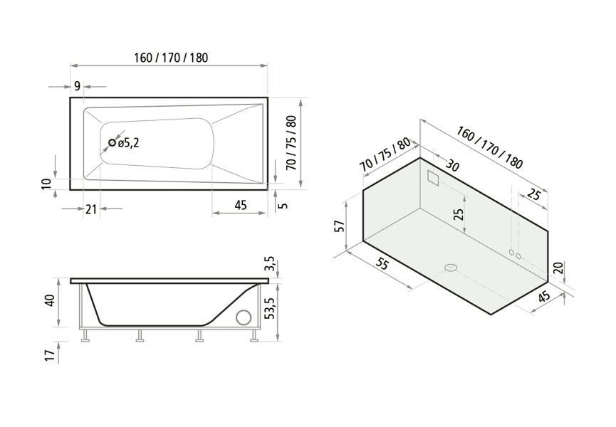 Bañera Lemán Oasis Star croquis 2