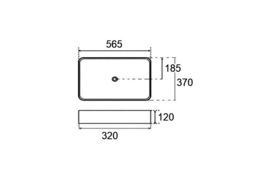 Lavabo sobre encimera Londres Bruntec croquis 1
