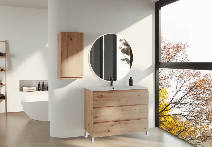 Mueble de baño color madera fondo reducido 37.8 cm Vilma Bruntec principal 1
