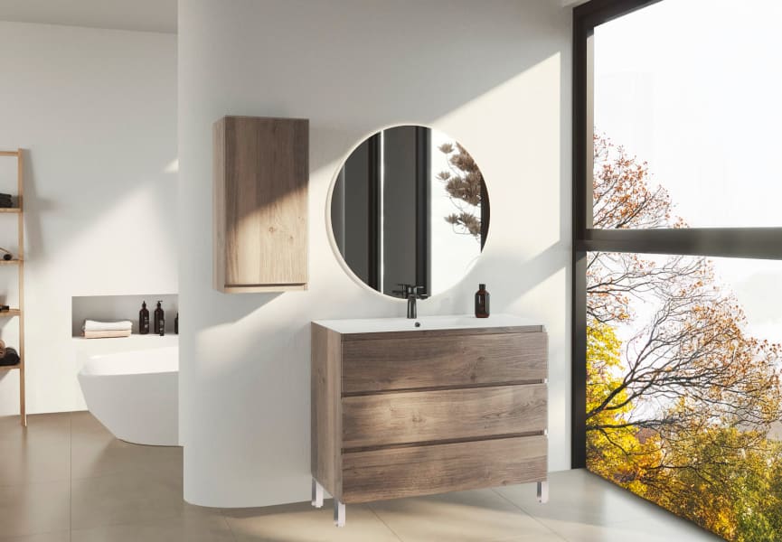 Mueble de baño color madera fondo reducido 37.8 cm Vilma Bruntec principal 2