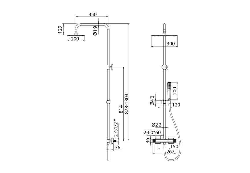 Columna de ducha Firenze Imex croquis 10