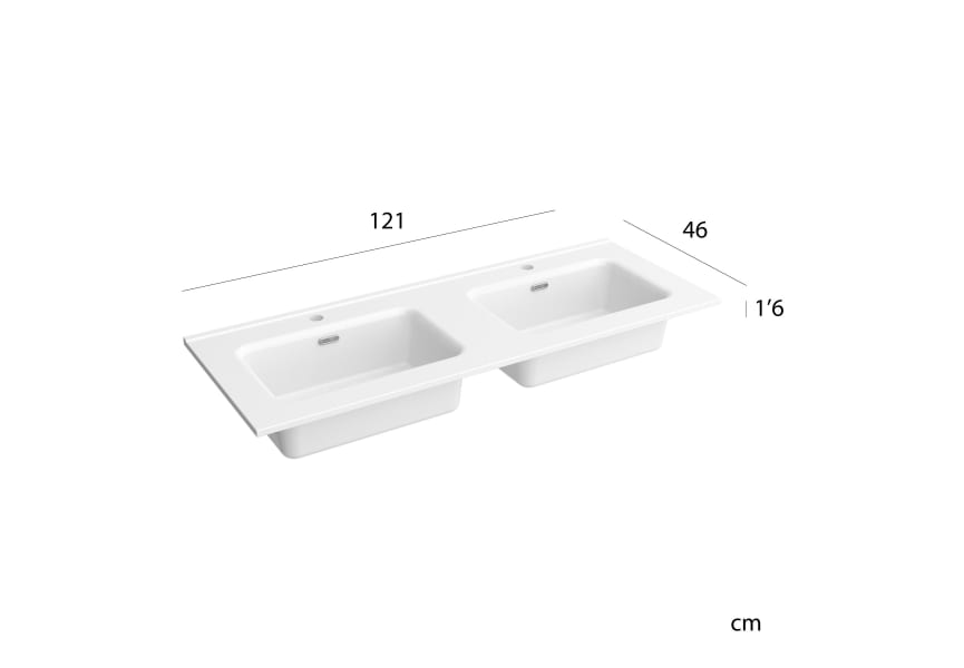 Mueble de baño Bequia 120 cm Blanco Mate, 2 Lavabos sobre encimera, Salgar