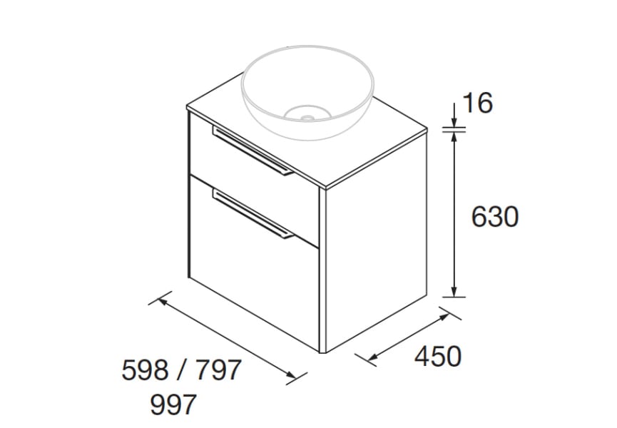 Mueble de baño con encimera de madera Luva Salgar croquis 8