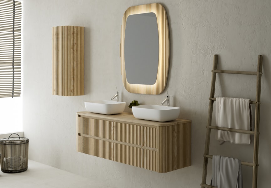 Mueble de baño con encimera de madera maciza Baviera Bruntec principal 1