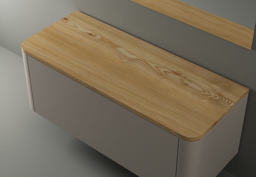 Mueble de baño con encimera de madera maciza Baviera Bruntec detalle 3