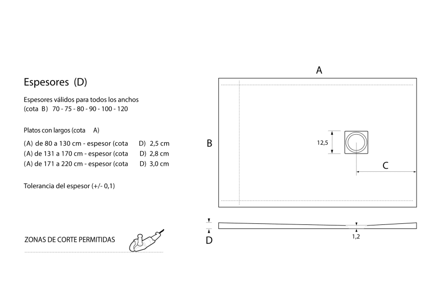 Plato de ducha de resina Luma de Bruntec croquis 10