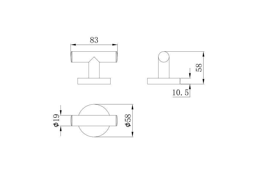 Colgador de gancho doble Alaior Strohm Teka 8.5cm x 6cm croquis 5