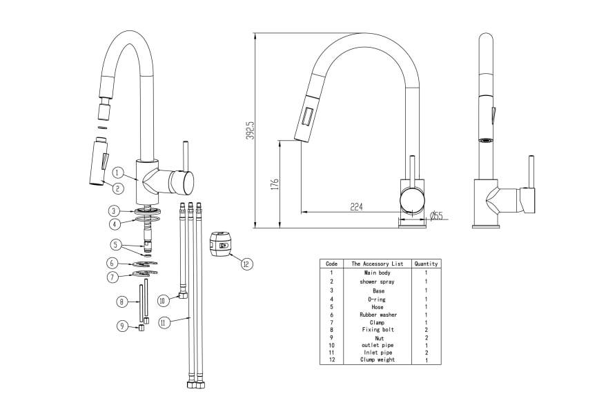 Grifo de cocina Round de GME croquis 2