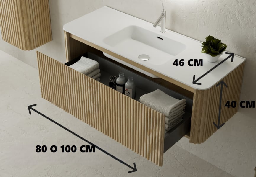 Conjunto de mueble de baño de madera maciza Baviera Bruntec croquis 4