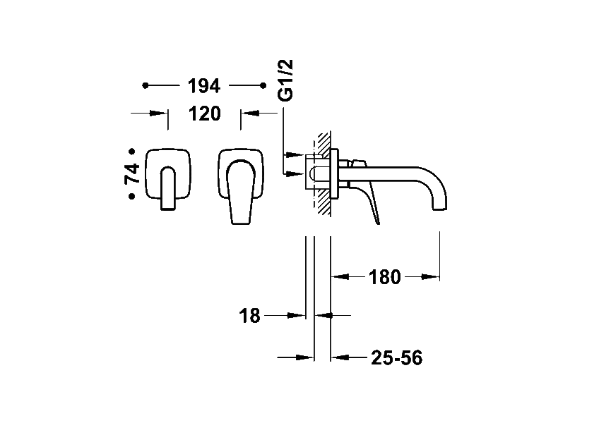 Comprar Grifo de lavabo empotrado pared caña online