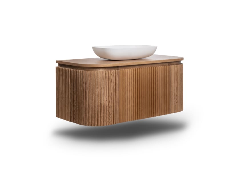 Mueble de baño madera varias medidas, maciza de fresno con encimera de madera Neo Curve Bruntec principal 1