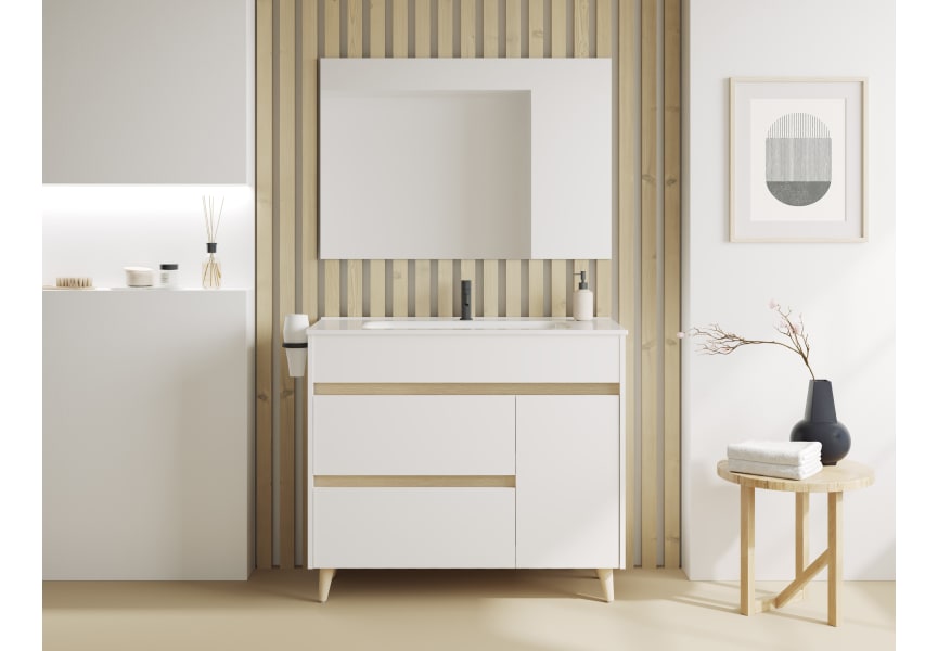 Mueble para Baño Pack + Columna + Armario Blanco (Incluye Lavabo y