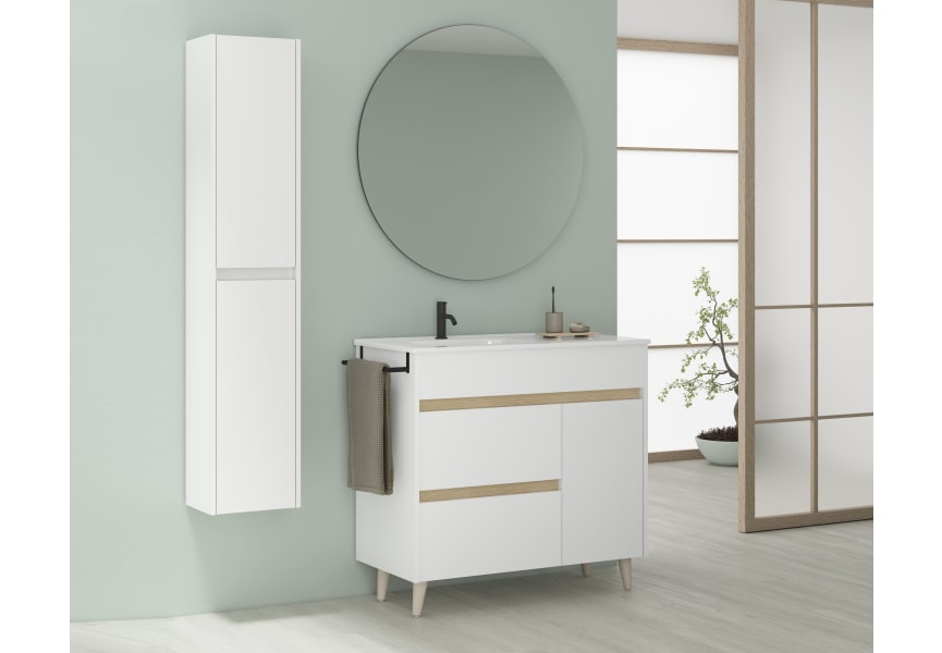 Mueble de baño 80 cm blanco brillo