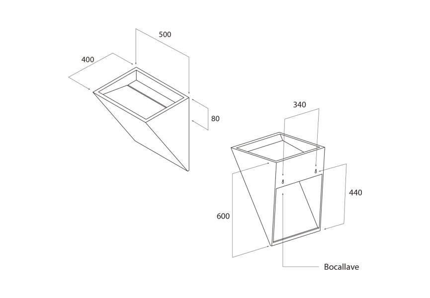 Lavabo suspendido Suton Art and Bath croquis 3