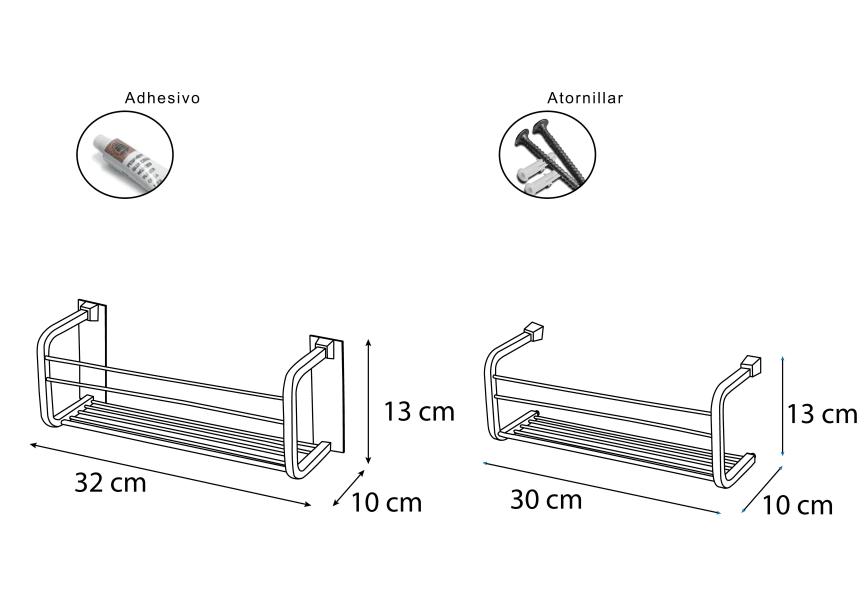 Estante para ducha 600 de Bruntec croquis 2