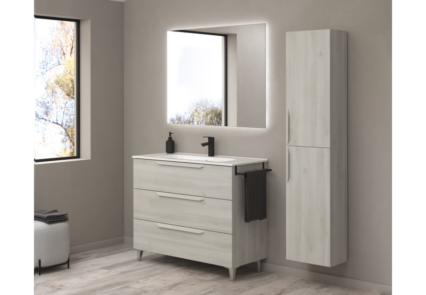 Mueble organizador con cajones para baño laque