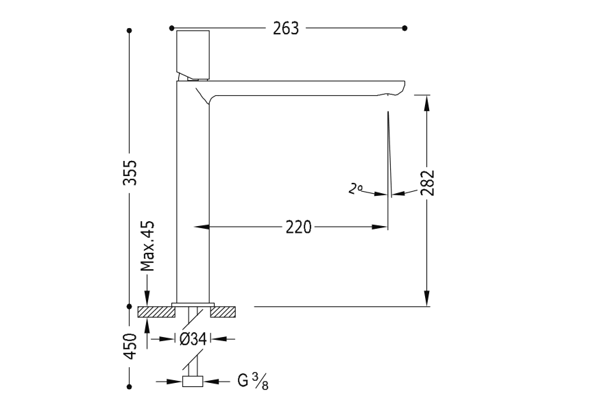 Grifo de lavabo Loft Tres croquis 1