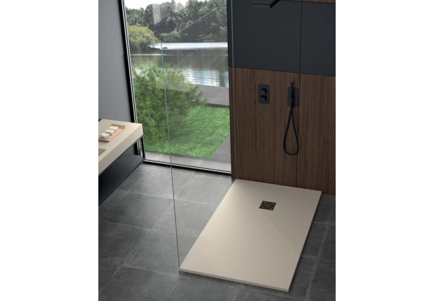 Plato De Ducha De Resina Gel Coat Slate 160 X 70 X 3 Cm Acabado Pizarra