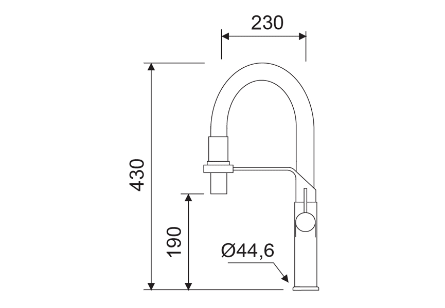 Grifo de cocina Aral Lluvibath croquis 1