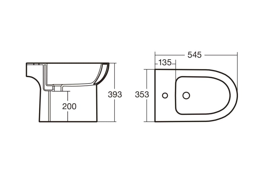 Pack inodoro  + bidé Merlín Bruntec croquis 6