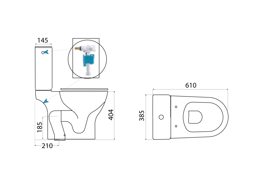 Pack inodoro + bidé Merlín Bruntec croquis 10