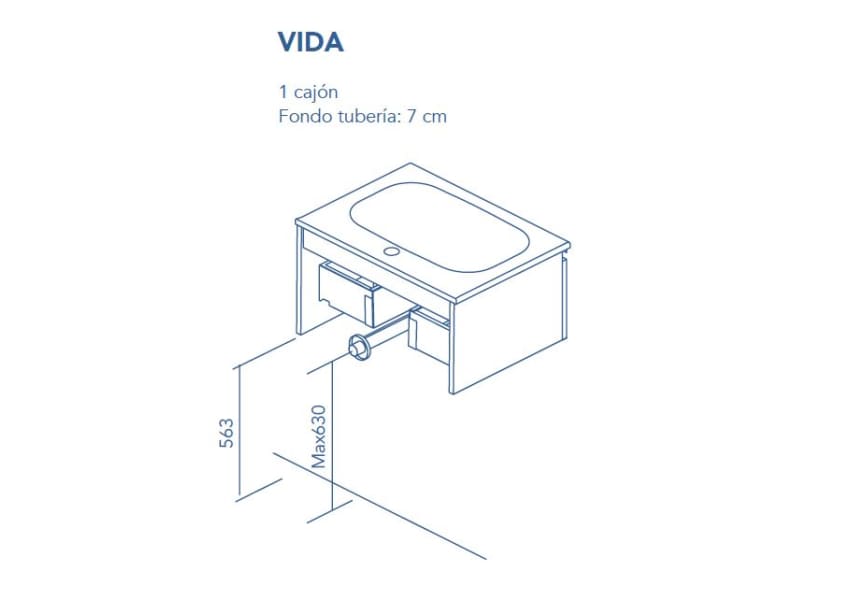 Mueble de baño con encimera de madera Vida Royo croquis 4