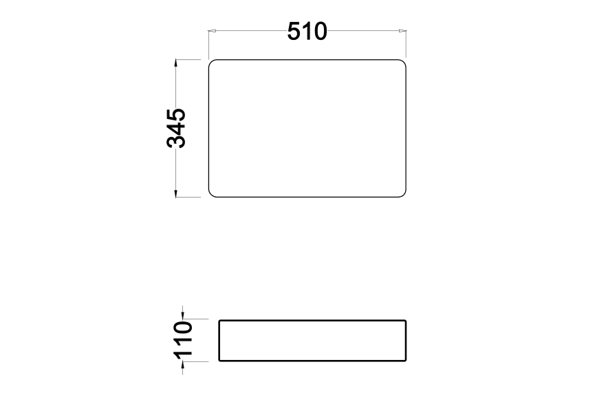 Lavabo sobre encimera Tre Bruntec croquis 2