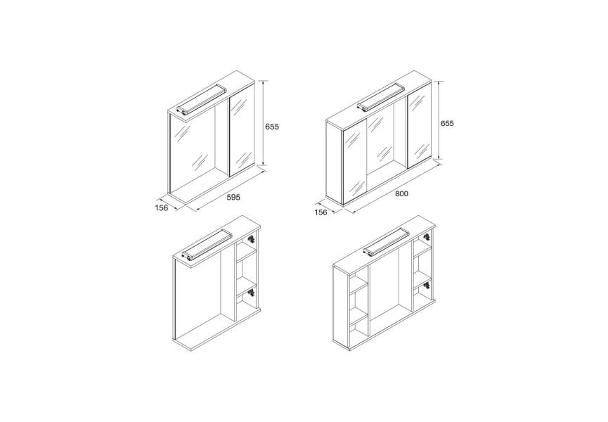 Armarios con espejo Loira Salgar 2 puertas de crital con 2 LED