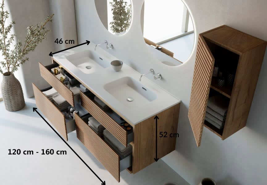 Conjunto de mueble de baño madera maciza palilleria Horizontal Alpes 7 Bruntec croquis 5