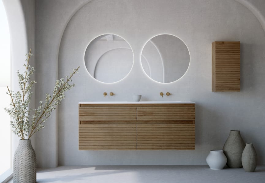 Conjunto de mueble de baño madera maciza palilleria Horizontal Alpes 7 Bruntec principal 0
