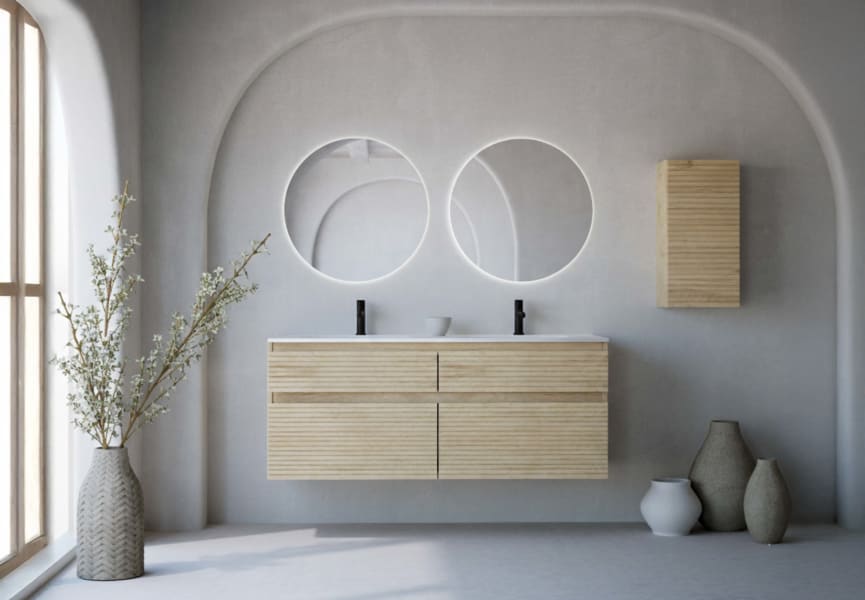 Conjunto de mueble de baño madera maciza palilleria Horizontal Alpes 7 Bruntec principal 1