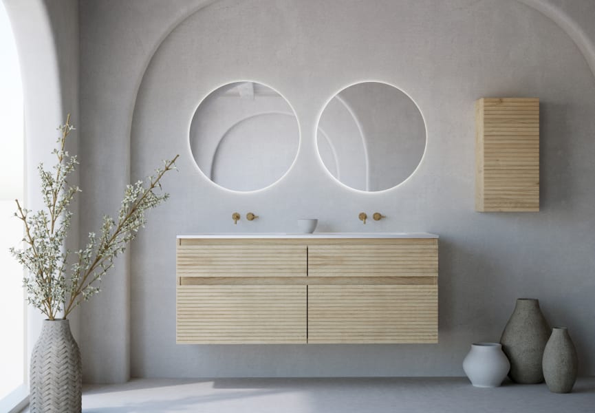 Conjunto de mueble de baño madera maciza palilleria Horizontal Alpes 7 Bruntec principal 1