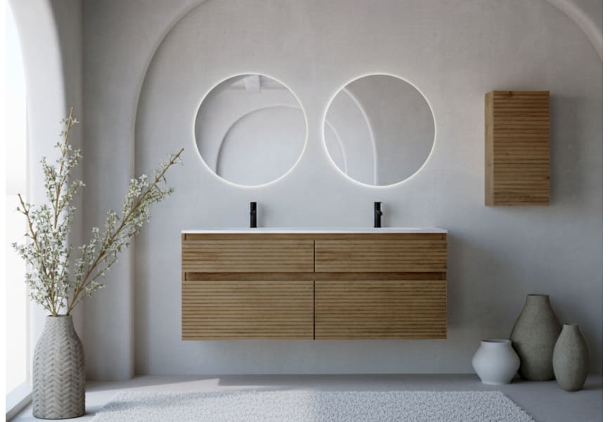 Conjunto de mueble de baño madera maciza palilleria Horizontal Alpes 7 Bruntec principal 0