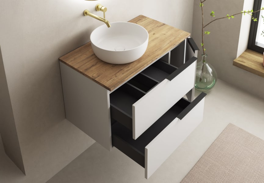 Mueble de baño con encimera de microtec Coban Bruntec detalle 3