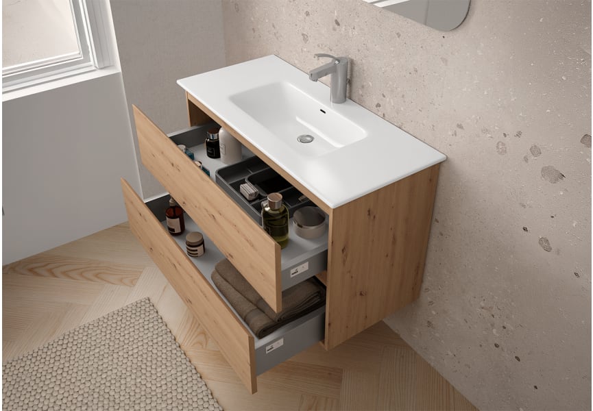 Mueble de baño color madera fondo reducido 37.8 cm Vilma Bruntec detalle 5