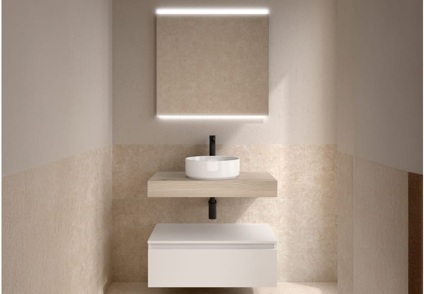 Conjunto mueble de baño con encimera de madera y cajonera Domus Salgar principal 3
