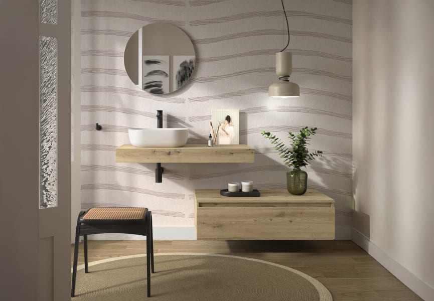 Conjunto mueble de baño con encimera del mismo color del mueble y cajonera Domus Salgar principal 0
