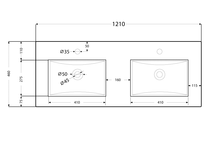 Lavabo encastrado Thin Art and Bath croquis 1