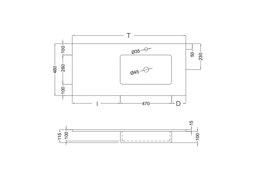 Lavabo encastrado Mara Masai Coycama croquis 17