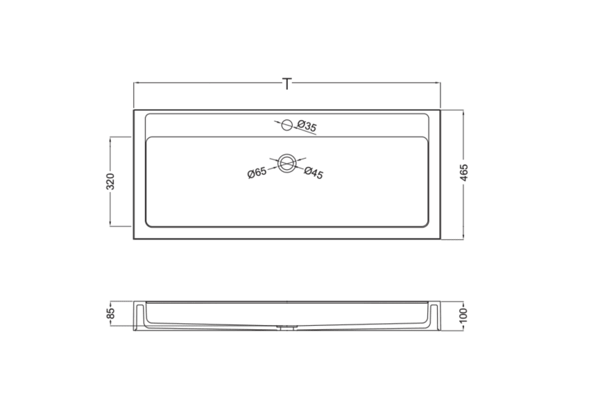 Lavabo encastrado Zafiro Coycama croquis 3