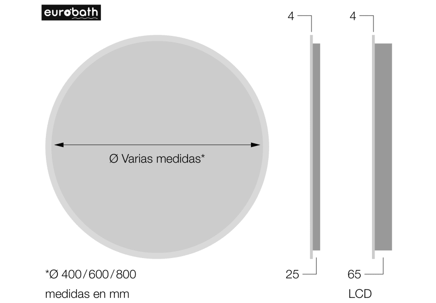 Espejo de baño con luz LED Soleil de Eurobath croquis 3