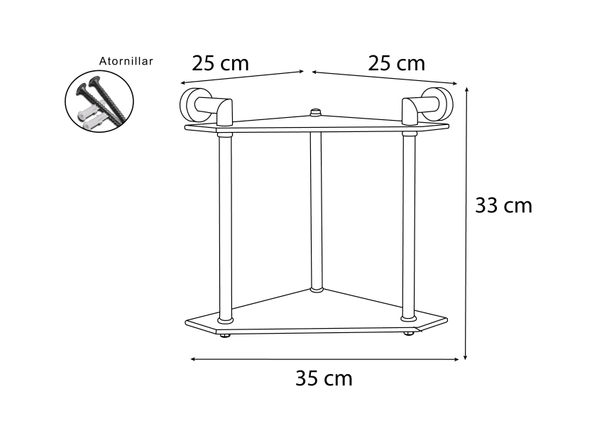 Repisa de baño doble Bruntec croquis 1