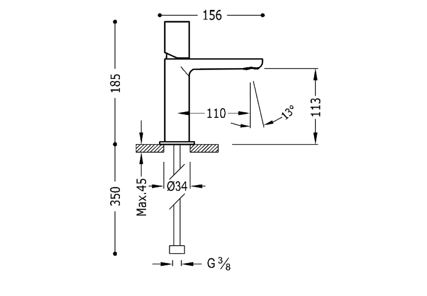 Grifo de lavabo Max Tres croquis 2