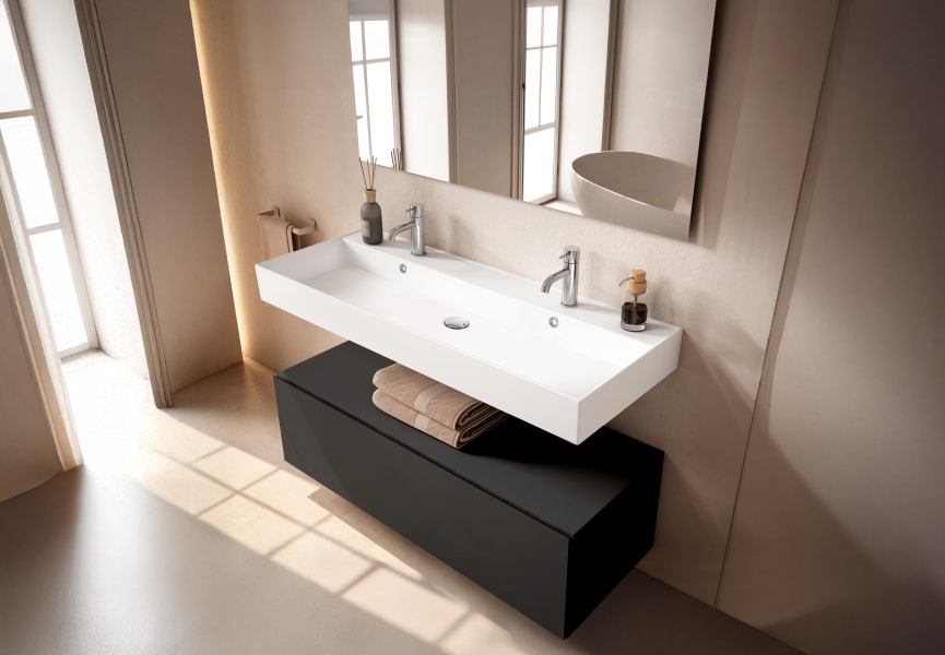 Conjunto mueble de baño con lavabo de cerámica de 12 cm de alto y cajonera Nomad Viso principal 8