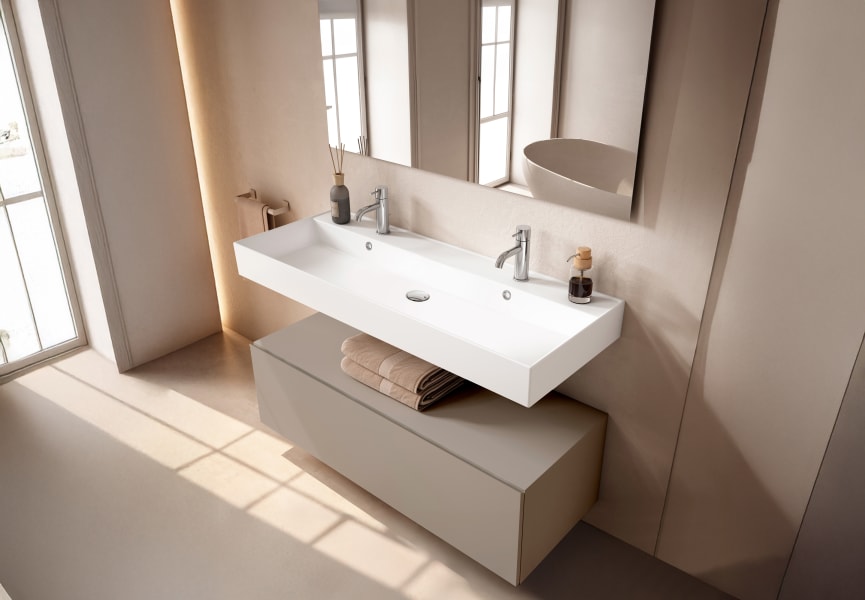 Conjunto mueble de baño con lavabo de cerámica de 12 cm de alto y cajonera Nomad Viso principal 10