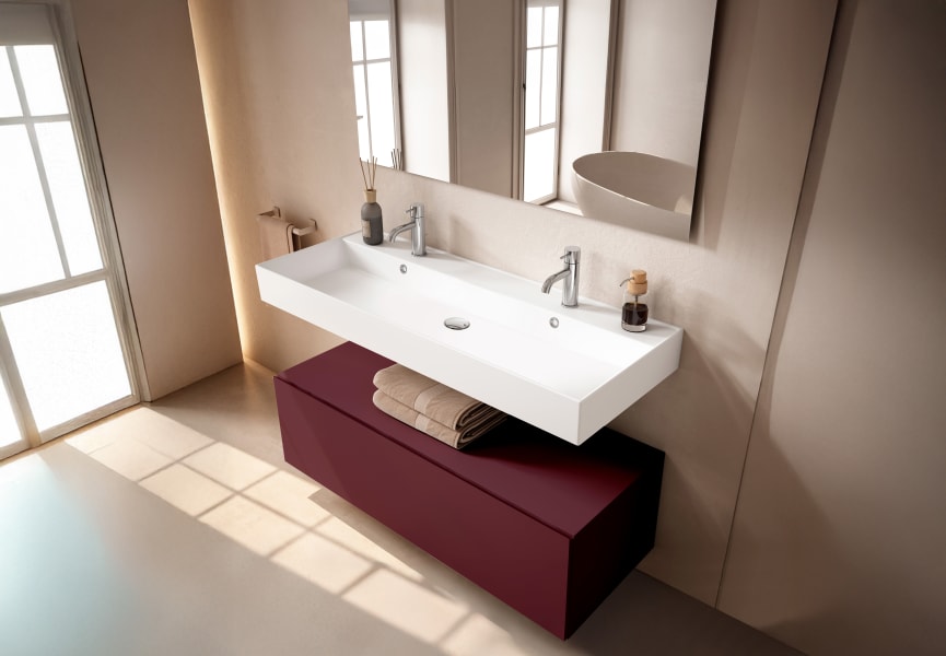 Conjunto mueble de baño con lavabo de cerámica de 12 cm de alto y cajonera Nomad Viso principal 13