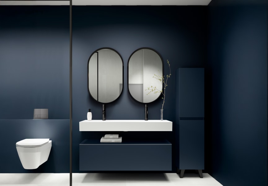 Conjunto mueble de baño con lavabo de cerámica de 12 cm de alto y cajonera Nomad Viso principal 3