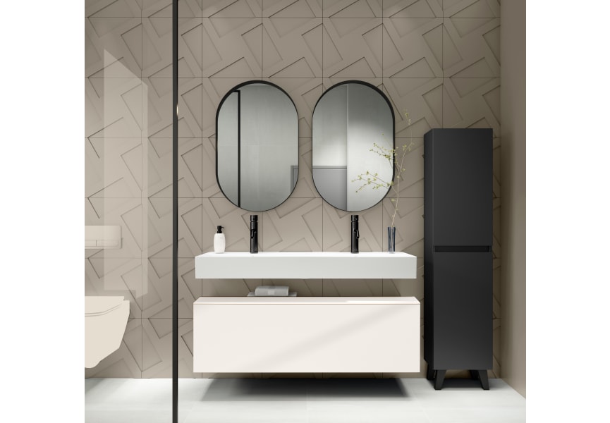 Conjunto mueble de baño con lavabo de cerámica de 12 cm de alto y cajonera Nomad Viso Bath principal 1